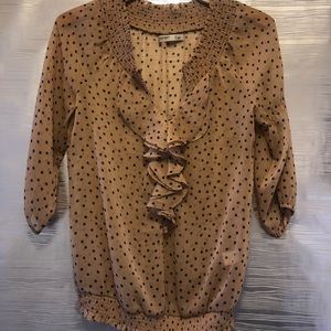 Old Navy - Cream and Black Polka Dot Ruffle Blouse